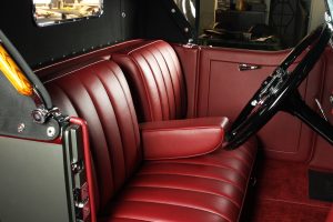 1929 Stutz Black Hawk interior ,seat has pull down armrests